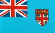 fabric national flag of the Republic of the Fiji Islands close-up fabric national flag of the Republic of the Fiji Islands close-up